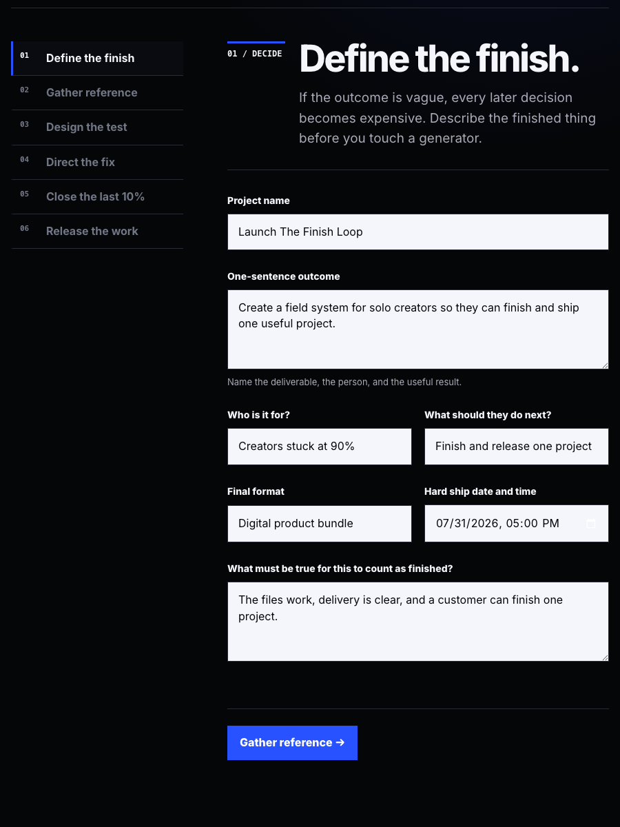The Finish Loop offline interactive planner preview